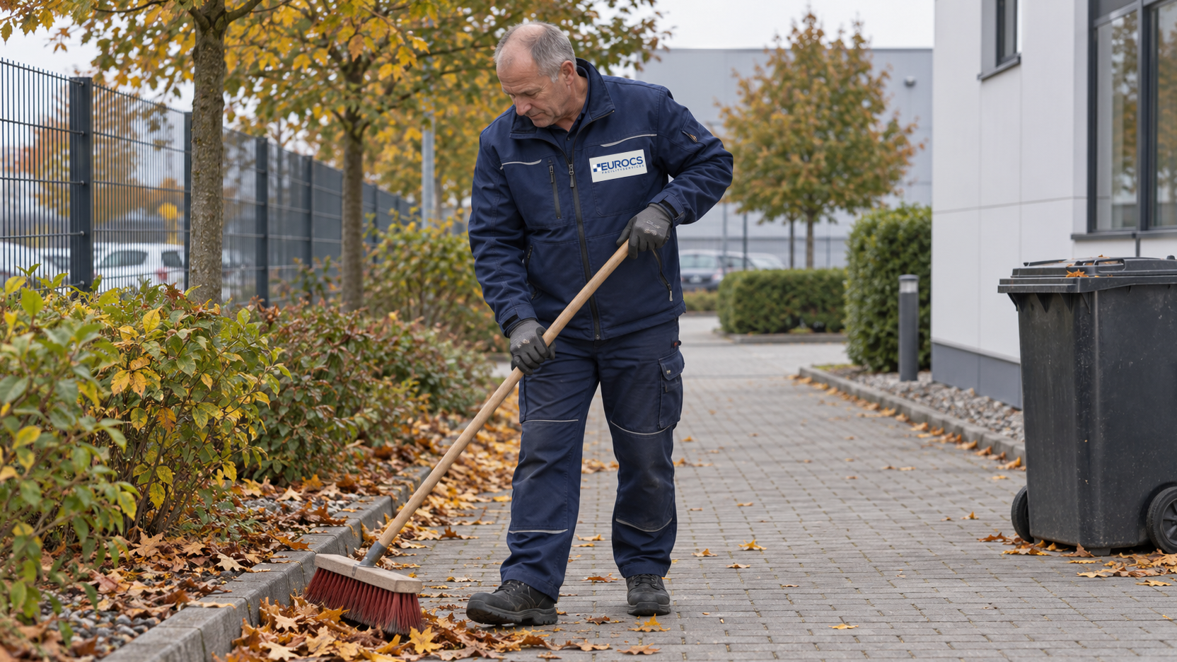 Außenanlagenpflege mit Laubbeseitigung
